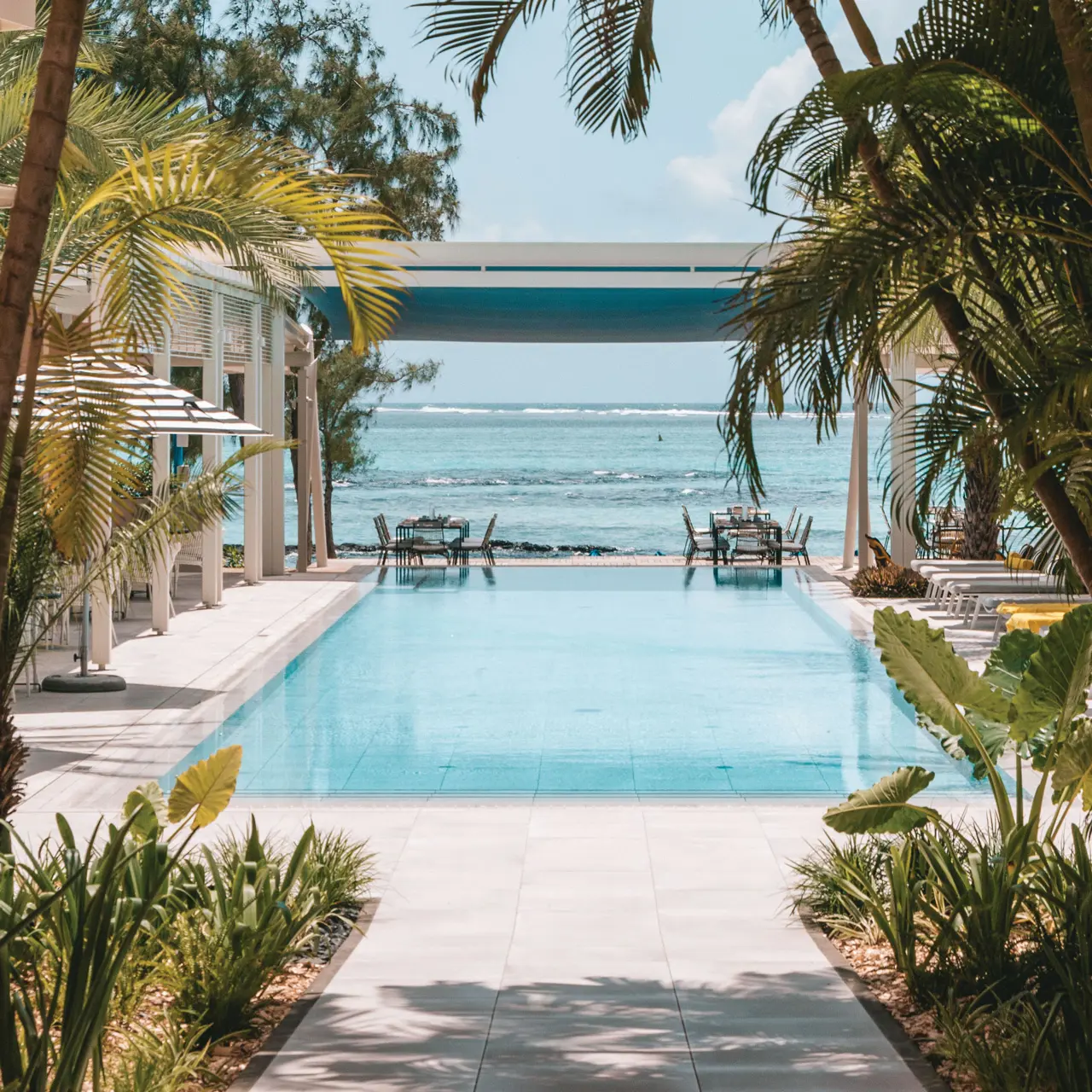 Swimming pool overlooking the turquoise lagoon at SALT of Palmar.