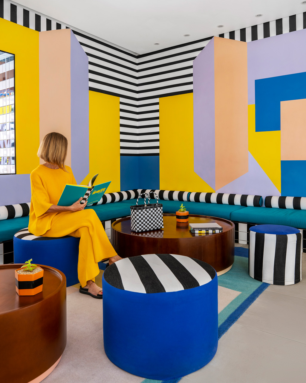 Reading in the colourful entrance lobby at SALT of Palmar.
