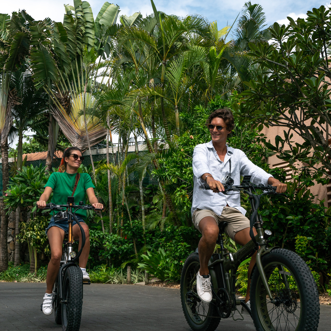 Guests cycling around the hotel.