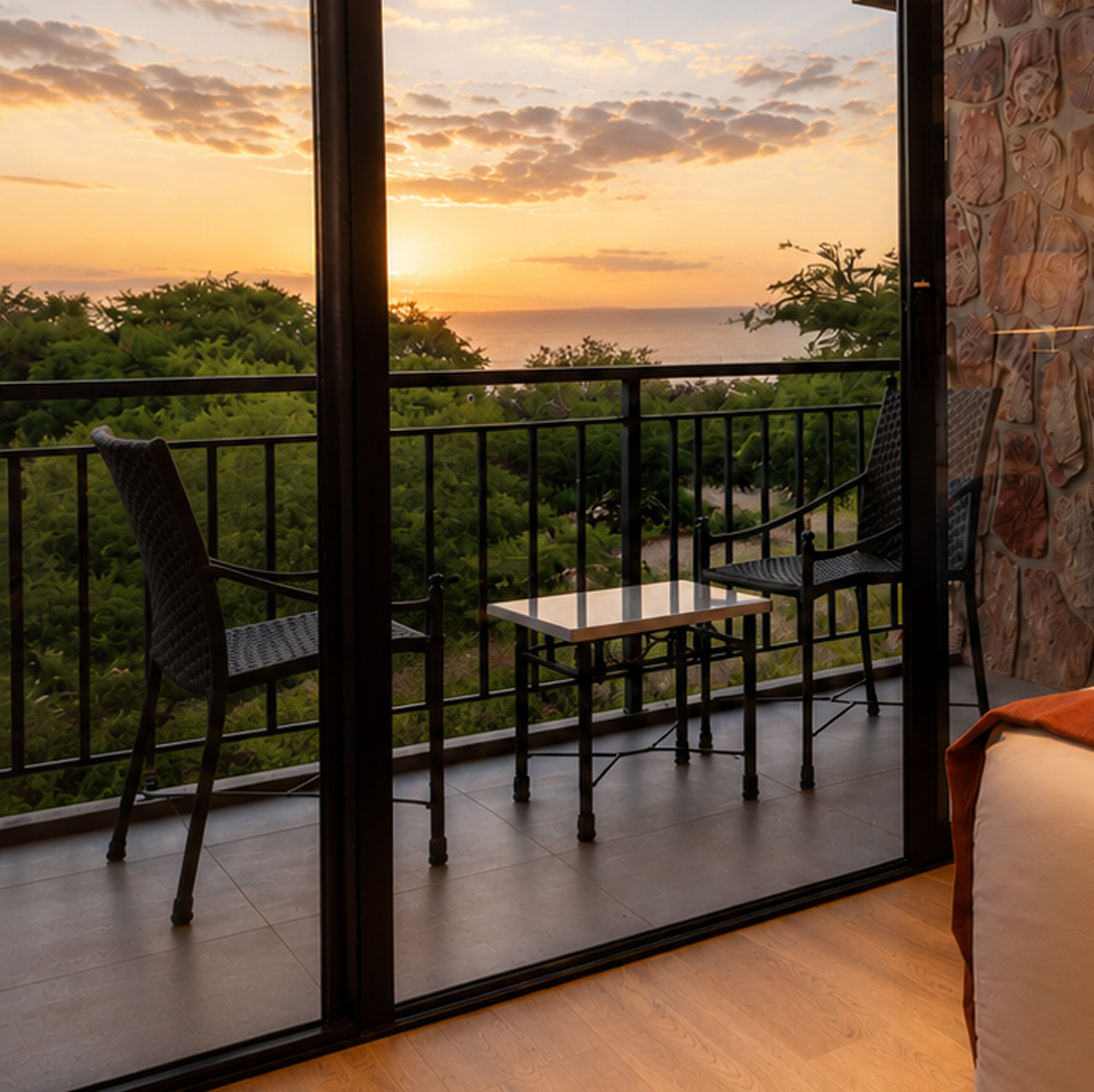Private balcony with sunset views at SALT of Akagera.