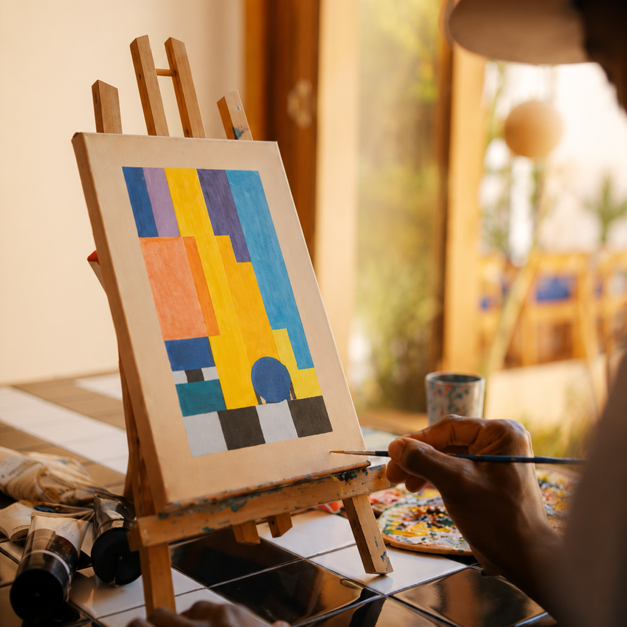 Art therapy painting session at SALT of Palmar.