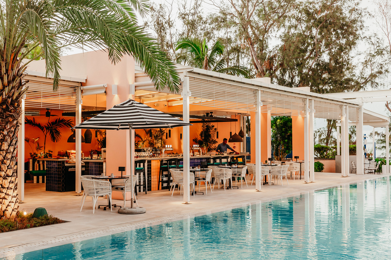 Pool bar terrace by the swimming pool.
