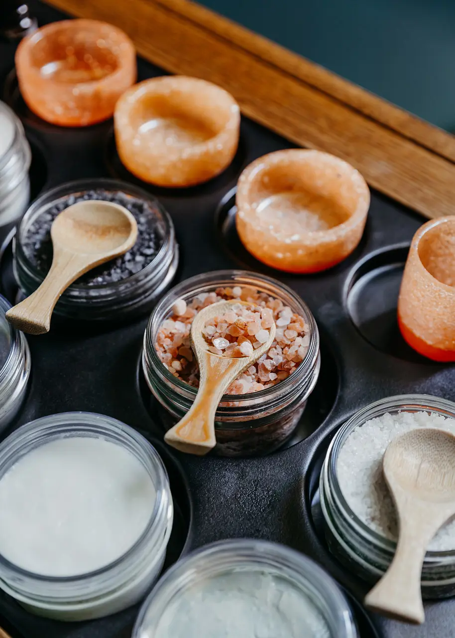 Natural spa products and mineral salts.