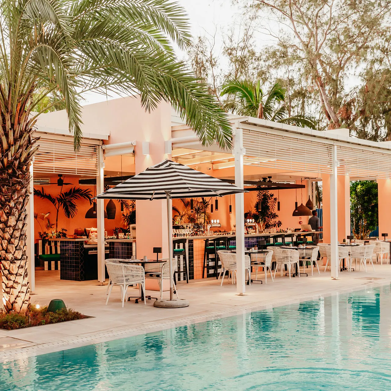Poolside view of The Good Kitchen restaurant at SALT of Palmar.