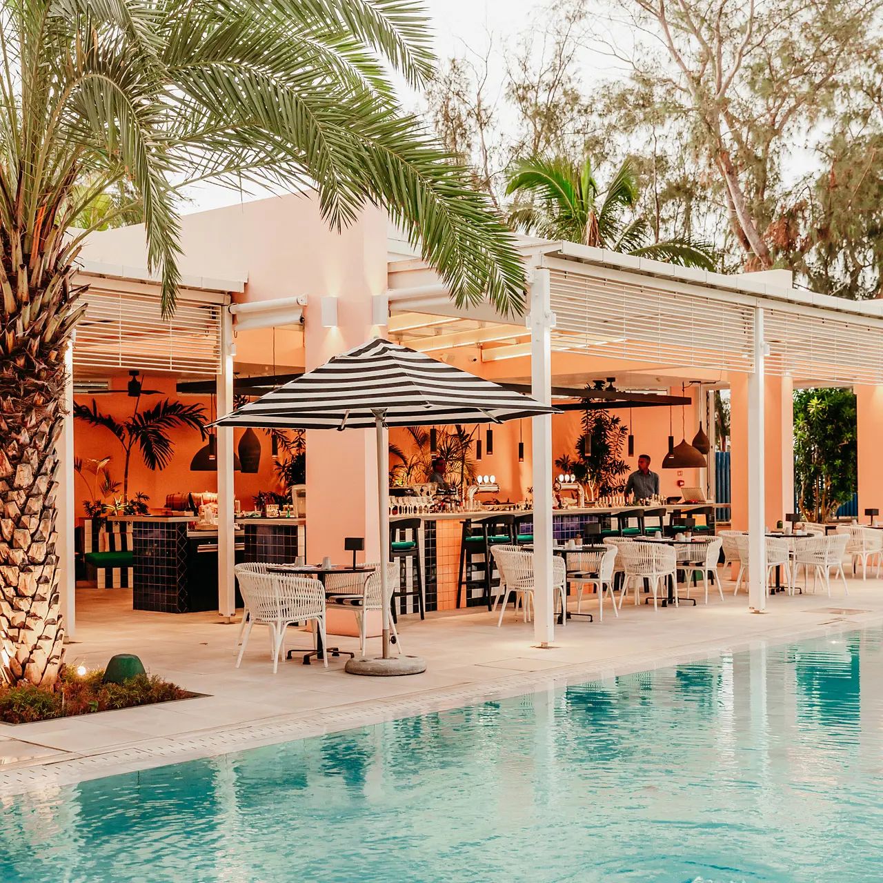 Poolside view of The Good Kitchen restaurant at SALT of Palmar.