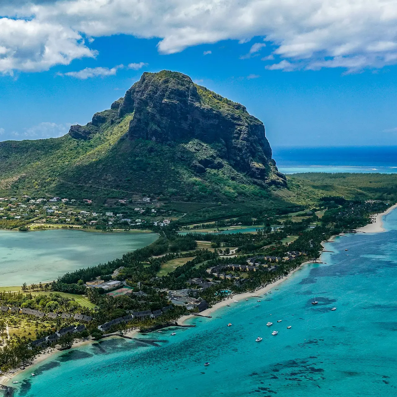 Aerial view of Le Morne Brabant.